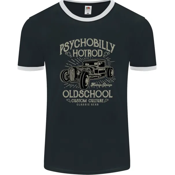 Psychobilly Hotrod Hot Rod Dragster Mens Ringer T-Shirt Mens Womens Tees Top FotL_viptrois.com