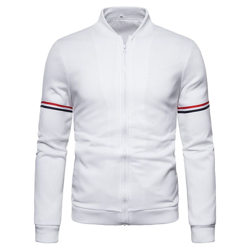 Men's baseball jersey, British standing collar, color blocking slim fit jacket, men's jacket_viptrois.com