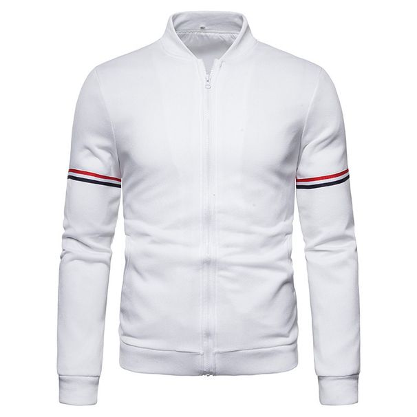 Men's baseball jersey, British standing collar, color blocking slim fit jacket, men's jacket_viptrois.com