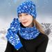 Women's Scarves autumn and winter cashew flower wool hat scarf and gloves three piece set fashionable color printed knitted hat three piece set_viptrois.com