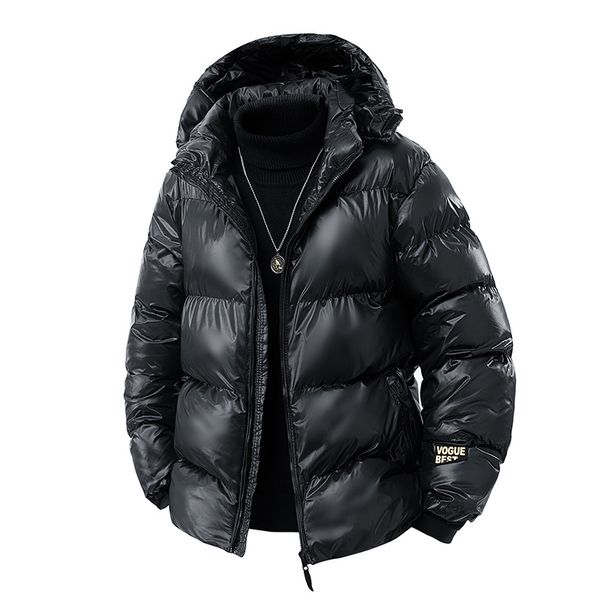 Black Gold Jacket Men, New Winter Hooded Warm Fashionable Versatile Casual Cotton Coat For Youth, Stylish And Handsome_viptrois.com