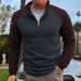 Men's Fleece Pullover With Stand Collar, Double-Sided Fleece Jacket For Autumn And Winter, Color-Blocked Casual Warm Coat_viptrois.com