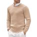 Men's Ribbed Cable Knit Sweater – Slim Fit Crew Neck Pullover With Stretch Fabric, Winter Casual Office Wear_viptrois.com