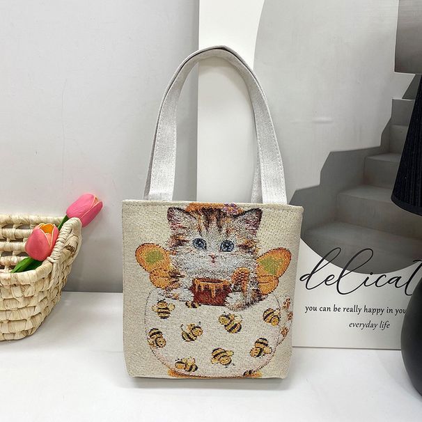 Women's Shoulder Bags Ethnic-style Female Travel Elephant Embroidery Handbag, Woven Flower Single-shoulder Canvas Bag, Large-capacity Student Bag_viptrois.com