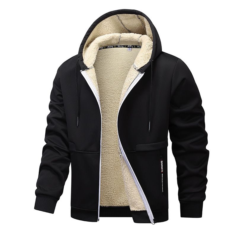 Men's Clothing Fleece Hooded Zip-Up Sweatshirt - Winter Warm Sherpa Lined Pullover, Casual Streetwear Jacket For Men (Black, Dark Red, Navy)_viptrois.com