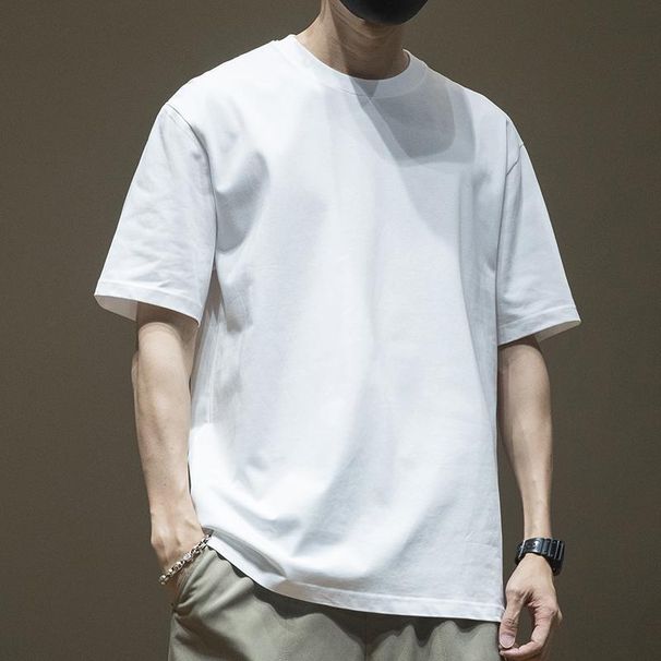 Pure Cotton Heavyweight Short-sleeved Versatile T-shirt Men's Half-sleeved Summer Loose Large Size Men's Clothing Pure Cotton Fat Plus Fat Plus_viptrois.com