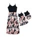 Mother-Daughter Denim Jumper Set - European Print & Patchwork Suspenders Dress_viptrois.com