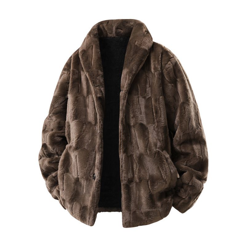 Men’s Luxury Faux Fur Coat – Winter Mink-Style Overcoat (Black/Brown, S-2XL, European Sizing)_viptrois.com