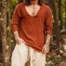 K Men's Youth Casual Loose V-neck Fringed Long Sleeved Shirt_viptrois.com