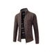 Men's Slim Fit Fleece-Lined Cardigan With Stand Collar - Warm Winter Sweater For Business Casual Style_viptrois.com