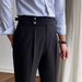 Men's Neapolitan Casual Trousers High Waist Straight Leg Business Style Sophisticated Stylish Wrinkle Free Parisian Button_viptrois.com