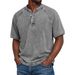 Men's Distressed Washed Henley Shirt – Long Sleeve Slim Fit Pullover, Casual Spring/Summer Top (Multiple Colors, Sizes S-4XL)_viptrois.com