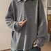 Pure Two-Piece Long Sleeve T-Shirt Knitted Polo Men's Loose Fit Plus Size Spring Autumn Turn-Down Collar Sweatshirt_viptrois.com
