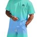 Men's Gradient Coconut Tree Beach 3D Print Short Sleeve Shirt And Shorts Set Trendy Summer Vacation Clothing_viptrois.com