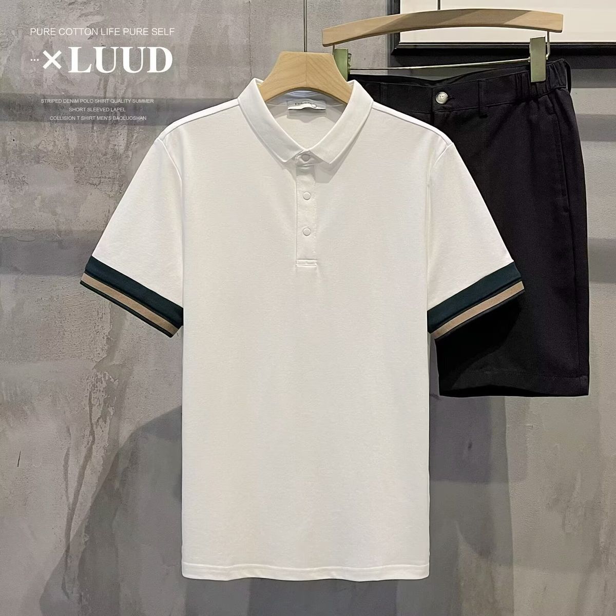 Men's Summer Pique Cotton Polo Shirt Short Sleeve Regular Fit Business Casual T-Shirt In White Black Breathable Spring Autumn Wear_viptrois.com