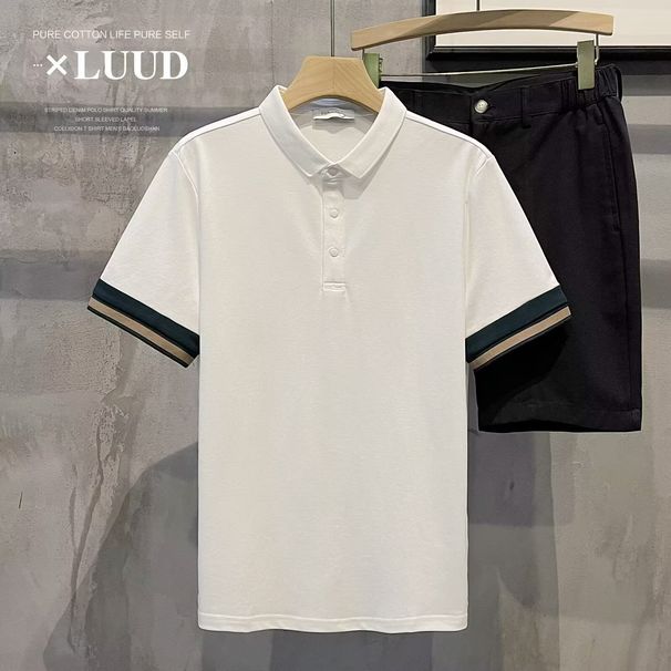 Men's Summer Pique Cotton Polo Shirt Short Sleeve Regular Fit Business Casual T-Shirt In White Black Breathable Spring Autumn Wear_viptrois.com