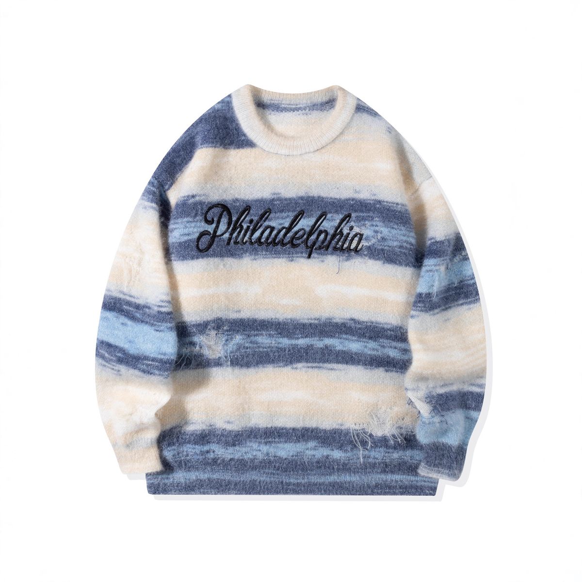 Men's Casual Knit Sweater Oversized Pullover Japanese Style Color Block Long Sleeve Winter Warm Crewneck Jumper_viptrois.com