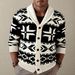 Loom Cross-Border Foreign Trade Men's Clothing European And American Retro Heavy Jacquard Turn-Down Collar Thick Coarse Knit_viptrois.com