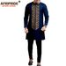 Men's Clothing African Ethnic Solid Color Cotton Men's Casual Jacket + Pants_viptrois.com