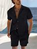 Men's Clothing Short Sleeved Collar Shirt Summer Thin Suit Casual Sportswear Shorts Shirt_viptrois.com