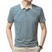2024 Summer New Shirt Men's Polo Collar Thin Middle And Elderly T-shirt Short Sleeved Striped Top_viptrois.com