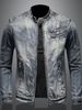 Marvel Venom Denim Jacket For Men - Vintage American Style Slim Fit Stand Collar Zip Up Workwear Coat For Riding & Motorcycle_viptrois.com