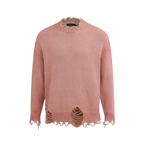 Men's Clothing High Street American Retro Tie Dye Distressed Sweater Unisex Fashion Brand Loose Casual Hip Hop Sweater_viptrois.com