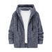 "Men's Fleece Zip-Up Hoodie - Winter Plaid Lined Jacket, Warm & Stylish, Double Patch Design, Casual Outerwear (Black/White/Grey/Blue/Apricot)"_viptrois.com