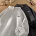 Spring New Minimalist Gray Stand Up Collar Sweatshirt For Men's Street Hooligans And Handsome Half Zip Pullover Jacket_viptrois.com