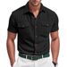 Men's Clothing Casual Outdoor Loose Heavy Lapel Corduroy Workwear Short Sleeved Shirt_viptrois.com