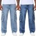 "Men's Stretch Denim Jeans – Relaxed Fit, Multi-Pocket Design (S-XXL, Cotton Blend, Stonewash & Dark Blue)"_viptrois.com