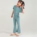 Mother & Kids Girls short-sleeved suit summer 2024 new solid color baby bell pants thin casual two-piece set trendy Korean version_viptrois.com