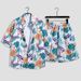 Men's Clothing seaside beach vacation suit men's loose plus size couple trendy short-sleeved floral shirt casual two-piece set_viptrois.com