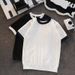 Men's Clothing New Slim Fit Inner T Shirt Men's Handsome Net Red Thin Short Sleeved Knitted Bottoming Shirt Round Neck Color Matching_viptrois.com