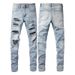Men's Clothing European And American Casual All Match High Street Jeans Men's Patch Hand Worn Holes Slim Fit Slim Feet 1307_viptrois.com