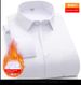 Pulse Pulse Winter Fleece-Lined Thicked White M's Long Sleeve Business Professional Formal Wear Non-Iron Warm Pocket Shirt For_viptrois.com