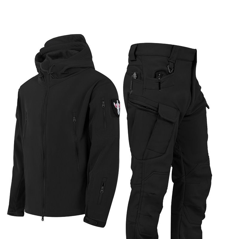 Shark Skin Camouflage Windbreaker Set For Men Thick Warm Autumn Winter Outdoor Cold Weather Clothing_viptrois.com