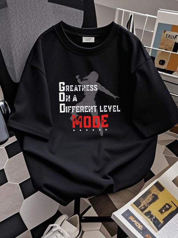 Greatness On A Different Level Mode Black Cotton T-Shirt S-4XL Graphic Casual Comfortable Versatile Breathable Top For Everyday Wear Slightly Soft_viptrois.com