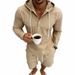 Men's Clothing Men's Summer Outfit Loose Linen Jacquard Striped Casual Long Sleeve Henley Top With Hood And Shorts Set_viptrois.com