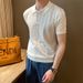 2025 Summer Polo Collar Short Knitted Sweater Cable Knit Texture Men's Simple Versatile Elegant Korean Style Half Sleeve_viptrois.com