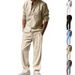 Men's Clothing Men's Casual Linen Suit Long Sleeved Shirt And Trousers Set Style Four Seasons Loose Fit Clothing For Men_viptrois.com