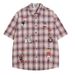 American Retro Sho-sleeve For Men, Summer Thin Loose Embroidered With A Stylish Design, Plaid Couple's Half-sleeve_viptrois.com