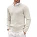 Men's Ribbed Cable Knit Sweater – Slim Fit Crew Neck Pullover With Stretch Fabric, Winter Casual Office Wear_viptrois.com