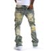 Men's Clothing Cross Border Supply Of European And American Men's Ripped Flared Tassel Stretch Jeans New Style_viptrois.com