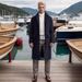 Men's Clothing woolen coat fashion trend mid length woolen twill plaid coat_viptrois.com