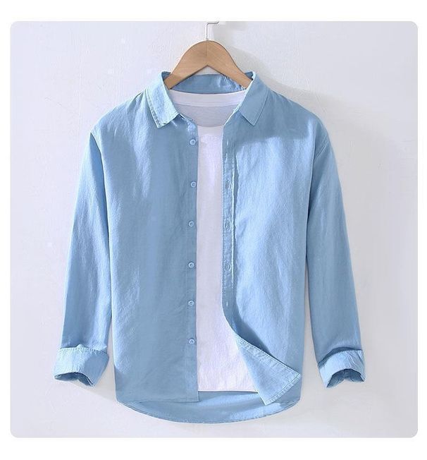 Men's Clothing Long Sleeved Linen Shirt Men's Loose Fashion Casual Cotton And Linen Shirt Jacket_viptrois.com