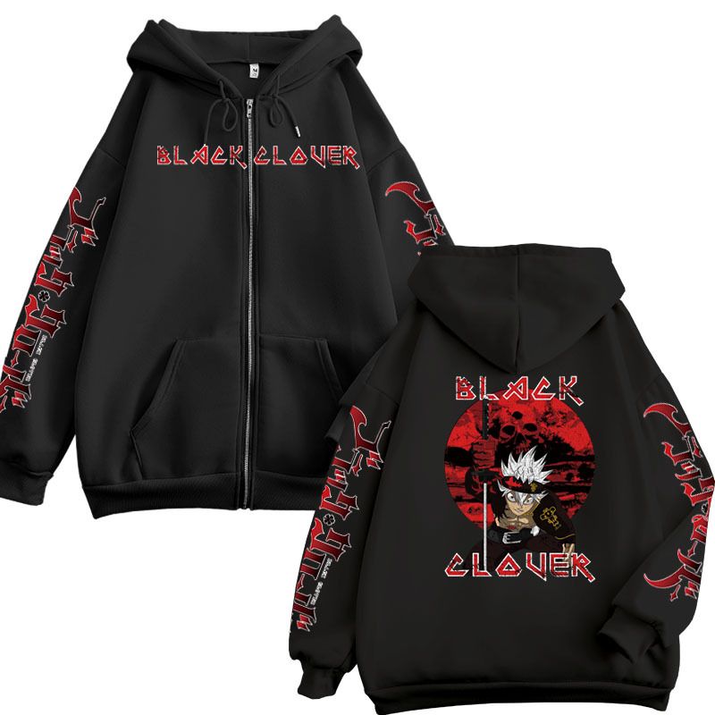 New Black Clover Hoodie With Zipper For Teens_viptrois.com