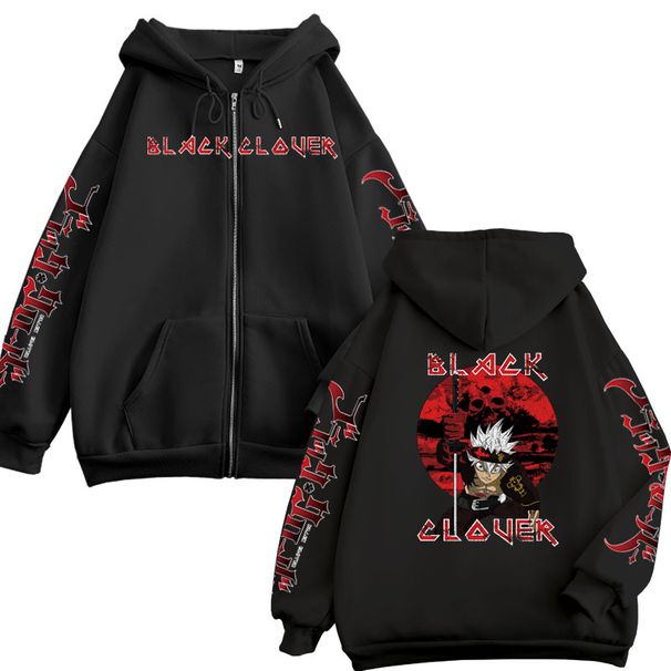 New Black Clover Hoodie With Zipper For Teens_viptrois.com