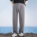 Men's Ice Silk Pants Summer Thin Loose Fit Straight Wide Leg Casual Long Dress Pants_viptrois.com