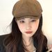 Blogger Style Forward Women Summer Cotton Linen Breathable Ins Korean Version British Beret Reversible Baseball Cap For_viptrois.com